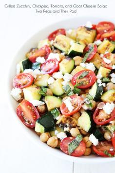 grilled zucchini, tomato, and chickpea salad