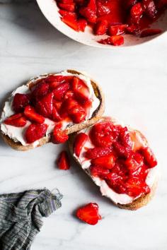 
                    
                        cream cheese and macerated strawberry toast
                    
                