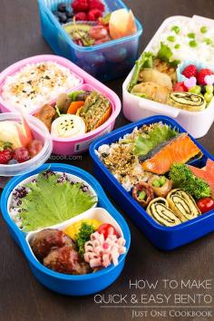 How To Make Bento Lunch Box (Video & Photo Step-By-Step Tutorial)  | Easy Japanese Recipes at JustOneCookbook.com  ~I love bento boxes