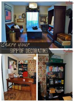 Before and afters of this home living room makeover. Share the gifts God gave you with others. It is so much fun! www.huntandhost.com