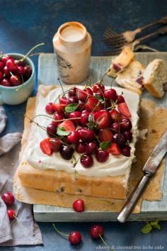 
                    
                        Cherry and Coconut Tres Leche Cake
                    
                