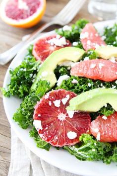Kale Salad by Two Peas and Their Pods. Kale salad with blood oranges, grapefruit, avocado, and feta. The perfect salad for citrus season!