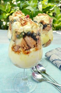 
                    
                        Blueberry and Lemon Trifles are one of the most popular desserts and the crunchy Peanut Brittle makes this one extra special ~ use Pineapple Juice if you prefer non-alcoholic treats
                    
                