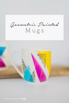 Home Made by Carmona | DIY Handpainted Geometric Mugs