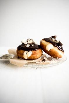 Celebrate National Doughnut Day with these Dark Chocolate and Malt Custard Filled Doughnuts!  Full recipe