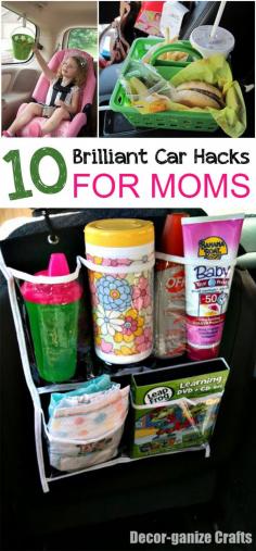 
                    
                        10 Brilliant Car Hacks for Moms- Great ideas to make the car ride easier for moms:)
                    
                