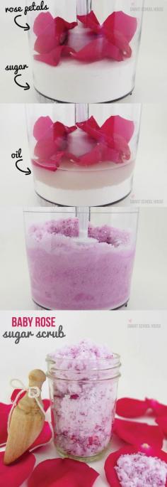 DIY Rose Sugar Body Scrub. Use the Pampered Chef Manual Food Processor! So easy!!