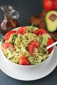 This quick vegetarian pasta is tossed in a creamy avocado sauce that is to-die-for yummy, then drizzled with balsamic dressing for an extra level of flavor! A healthy and satisfying summer dish!
