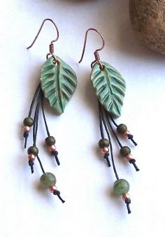 leaf and bead earrings