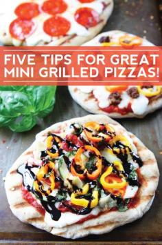 
                    
                        5 Tips for Great Mini Grilled Pizzas-make the BEST grilled pizzas this summer! Fun for BBQ's and outdoor pizza parties!
                    
                