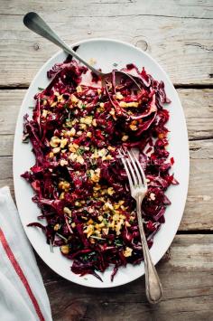 
                    
                        Beet and Red Cabbage Salad with Walnuts, Cranberries, Chives, Rosemary and Walnut Cider Vinaigrette
                    
                