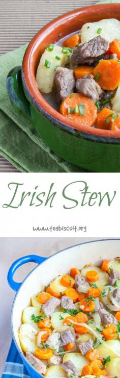 You don't need to wait until St Patrick's Day to enjoy this traditional Irish Stew recipe! Gluten-Free and can be made Paleo.| www.teabiscuit.org