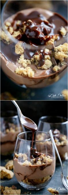 Nutella + Cheesecake + Chocolate Chip Cookies + Nutella Fudge. Lower in fat, calories and Weight Watchers Points than the usual Nutella Cheesecake! Super indulgent; rich and creamy. All in one glass and ready in under 15 minutes!