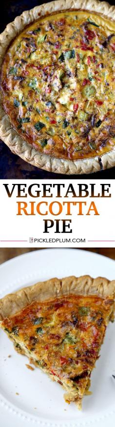 
                    
                        Vegetable Ricotta Pie Recipe - Healthy and Easy to make! This savory pie takes less than 15 minutes to prep! www.pickledplum.c...
                    
                