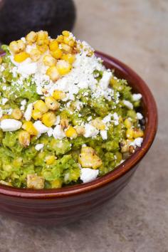 Guacamole, Corn & Feta Dip recipe to take your guacamole to the next level.