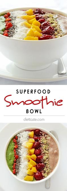 
                    
                        Superfood Smoothie Bowl - high nutrition smoothie for weight loss that can be eaten with a spoon - diettaste.com
                    
                