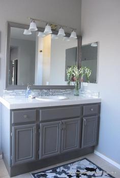 How to paint bathroom cabinets @ Home Idea Network---  guest bathroom