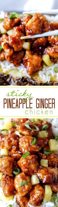 
                    
                        Baked or stir fried Pineapple Ginger Chicken smothered in the most crazy delicious sweet pineapple sauce with a ginger Sriracha kick that is WAY better than takeout.
                    
                
