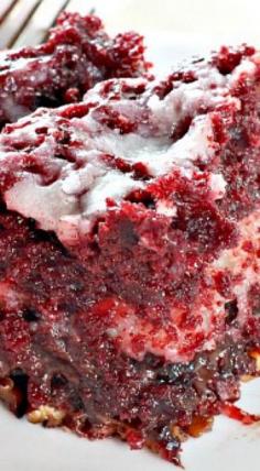 Red Velvet Earthquake Cake Recipe ~ It is phenomenal! #dessert #cake #redvelvet