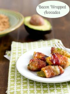 Bacon and Avocado make a great combo so this must be good: Bacon Wrapped Avocados for your next holiday party!