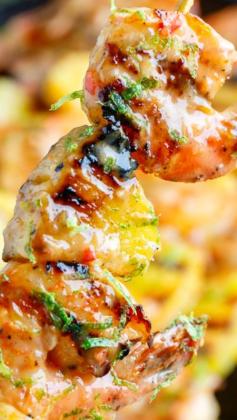 
                    
                        Grilled Coconut and Pineapple Sweet Chili Shrimp ~ Grilled shrimp in a tropical coconut and pineapple sweet chili sauce.
                    
                