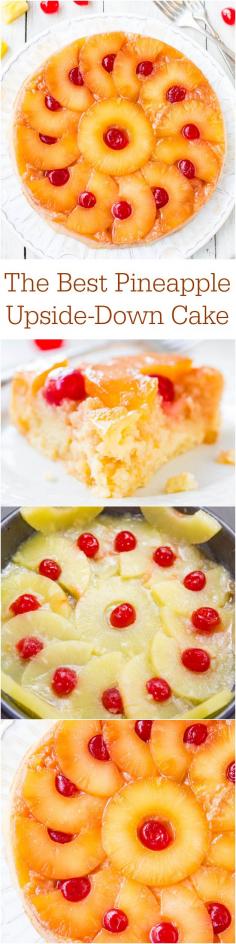 The Best Pineapple Upside-Down Cake - So soft, moist really is The Best! A cheery, happy cake thats sure to put a smile on anyones face! #vegetarian #recipe #vegan #recipe #healthy