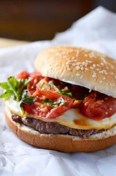 It's burger season, peeps! Grilled Tomato Basil Burgers Recipe