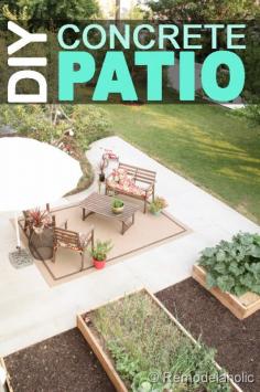 For the backyard.  DIY concrete patio tutorial. Awesome!