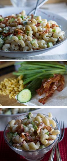 BACON  GREEN ONION PASTA SALAD - Errens Kitchen #delicious #recipe #Nomnom #salad