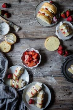 Strawberries + Cream Chiffon Cake | Two Red Bowls