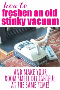 Got a stinky vacuum? Here's how to freshen a stinky vacuum and make your ENTIRE room smell delightful at the same time! You've got to see this! Finally we can get rid of the stinky dog smell that emanates from our vacuum...