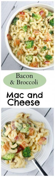 
                    
                        Bacon and Broccoli Macaroni and Cheese : a very creamy, delicious version of Mac and Cheese.  Family friendly dinner idea.
                    
                