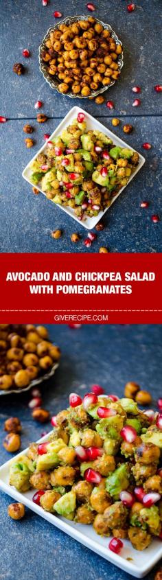 Avocado and Chickpea Salad with Pomegranate seeds