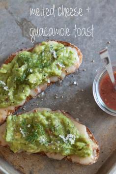 Guacamole Cheese Toast - Whats Gaby Cooking The whole recipe is at http://www.healthyrecipes.org/posts/Guacamole-Cheese-Toast-Whats-Gaby-Cooking-27879