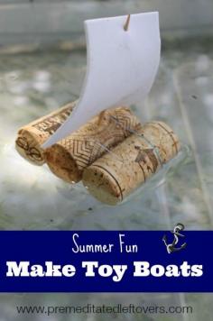 Summer Fun: Making Toy Boats that Float. You can can make toy boats with recycled corks, foil, or with straws. #atCK #creativekidstuff
