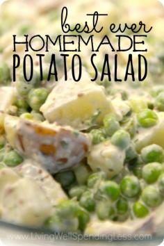 Best Ever Homemade Potato Salad | How to Make Homemade Potato Salad--Everyone needs a go-to potato salad recipe! The dressing is the perfect combination of tangy vinegar and creamy mayonnaise, with the zip of coarse Dijon mustard thrown in for good measure. Peas add flavor and color, while the red potatoes have a great firm texture with no peeling required. In a word? Perfection. Add it to the menu at your next barbecue and let this side dish take center stage.