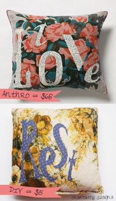Craftivity Designs: Anthropologie Inspired: Vintage Fabric Pillow