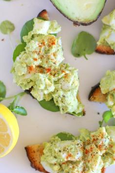 Avocado Egg Salad (Mayo-Free!) - an easy 4-ingredient lunch recipe | theroastedroot.net #summer #picnic #brunch #lunch #healthy #recipe