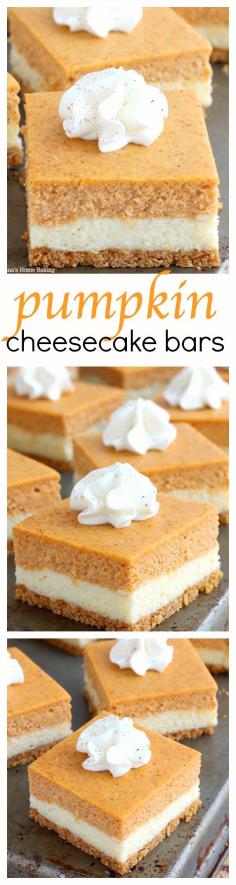 Perfect pumpkin-y bars, with the perfect touch of sweet cream cheese filling!