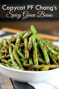 Copycat PF Chang's Spicy Green Beans - This is the best copycat recipe and perfect as a side dish or vegetarian main dish served over rice - yum!
