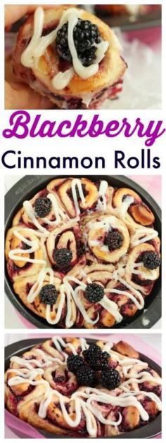 
                    
                        Blackberry Cinnamon Rolls - Homemade soft cinnamon rolls made with fresh blackberries. For summer brunch or breakfast. These yeast buns are a favorite. Cream Cheese drizzle topping makes them irresistible.
                    
                