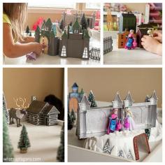 DIY Train table to Frozen Playset playscape. Awesome craft to do for the kids.