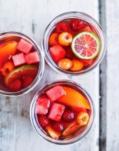 Creative, easy Rose Sangria recipe to welcome summer this week! From Vibrant Food cookbook at A Cup of Jo