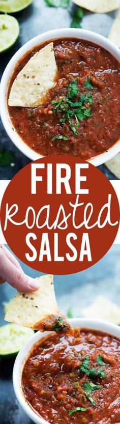 
                    
                        Fire Roasted Salsa - a no fuss 5-minute blender recipe with incredible flavor! | Creme de la Crumb
                    
                