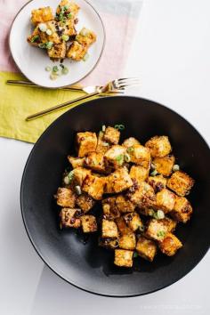 Crispy Oven Baked Honey Garlic Tofu Bites · i am a food blog