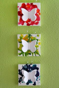 make these, crayons and mini canvas and paper butterflies