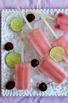 Cherry-Limeade Popsicles: Recipe Girl's cherry-limeade popsicles turn a popular refreshing beverage it into a frozen sweet treat. Source: Recipe Girl
