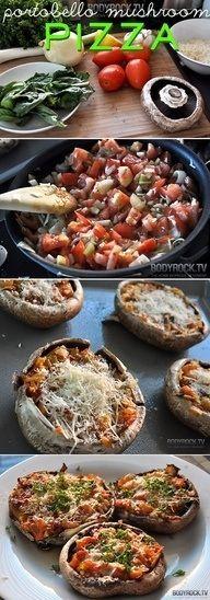 Portobello mushroom pizza - no crust.  Now this I TRULY HAVE TRIED with various toppings and it is out of this world delicious!  Even friends who are not fond of mushrooms love Portobello Pizza!