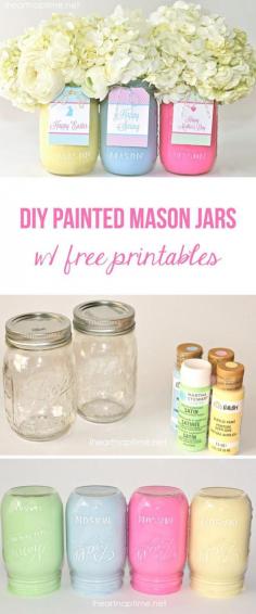 DIY Spring Mason Jars and Free Tags - I Heart Nap Time