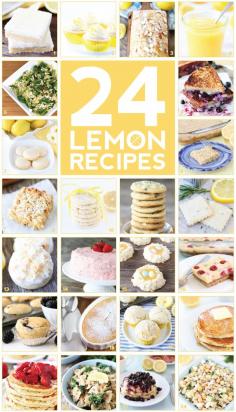 24 of the BEST Lemon Recipes on twopeasandtheirpod.com You will love all of these sweet and savory lemon recipes!